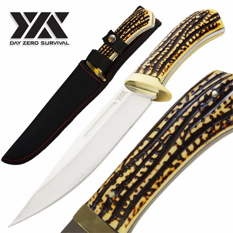 DZS Full Tang Camping Survival Hunting Fixed Blade Knife 12 Inch Overall - Tophatter's Army Products & Self Defense Collectible Weapons - Tophatter Daily Deals